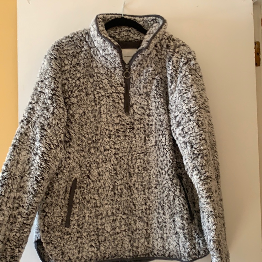Grey and white sweatshirt